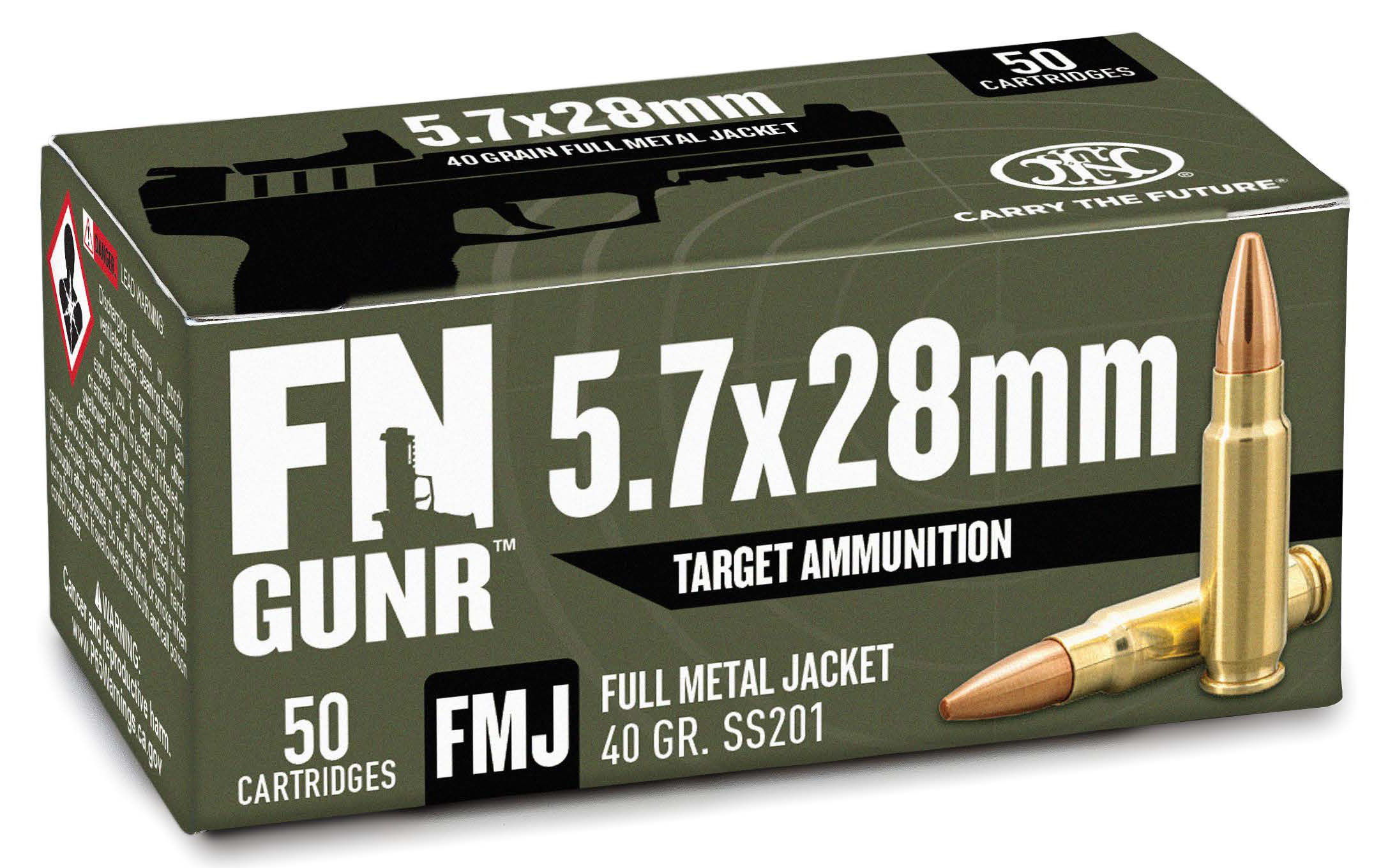 FN GUNR 5.7X28MM SS201 40GR FMJ 50/10 - Ammunition